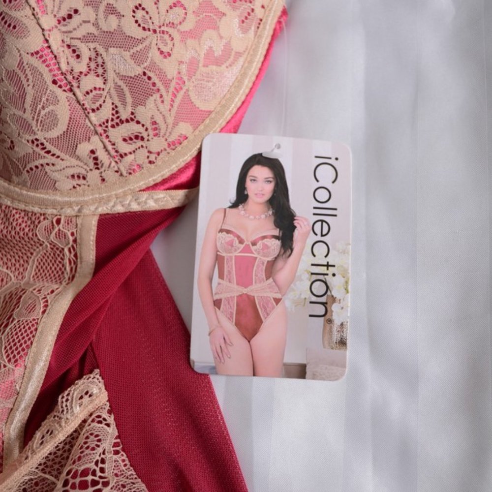 Wine Beige satin Bustier, size L